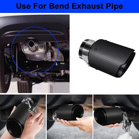 Vechkom 2.5 "Inlet 3.5" Outlet Exhaust Tips Exhaust Stainless Steel and Glossy Carbon Fiber Car Exhaust Tip 6.6" Length Universal for Vehicles with 2.5" O.D.(Matt All Black)2PCS in Kuwait