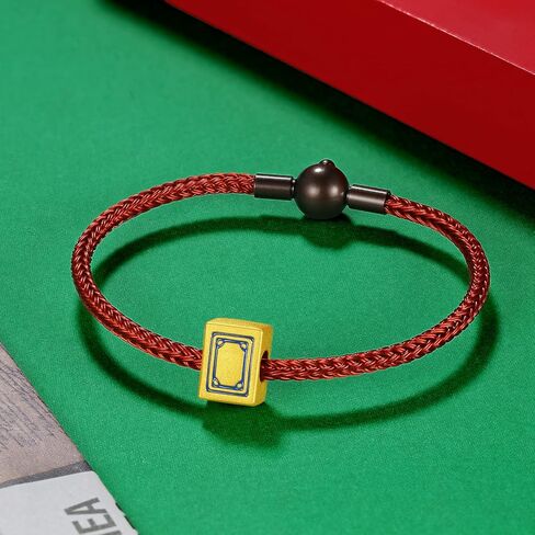 24K Solid Gold Bracelet, Real Pure Gold Jewelry Charm Bracelet Fashion Chinese Mahjong Chain for Women Men Girlfriend in Saudi Arabia