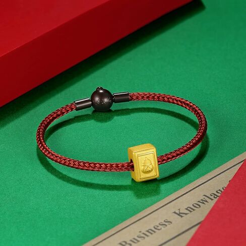 24K Solid Gold Bracelet, Real Pure Gold Jewelry Charm Bracelet Fashion Chinese Mahjong Chain for Women Men Girlfriend in Saudi Arabia