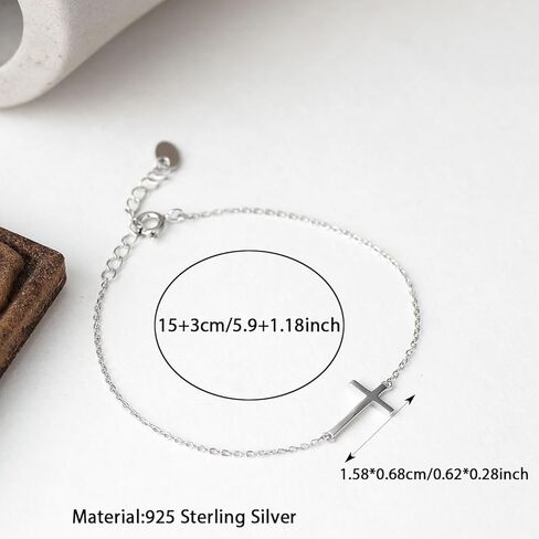 سوار متقاطع جانبي أنيق للنساء من الفضة الإسترليني عيار 925 سوار متقاطع أفقي إلى ابنة أمي صليب غير مشوه الإيمان العصرية سحر متقاطع سلسلة ربط الصداقة هدايا مجوهرات عيد الفصح in Kuwait