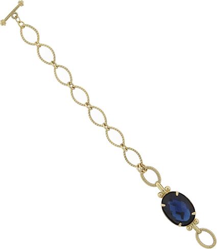 1928 Jewelry Oval Montana Blue Stone Link Chain Toggle Bracelet in Saudi Arabia