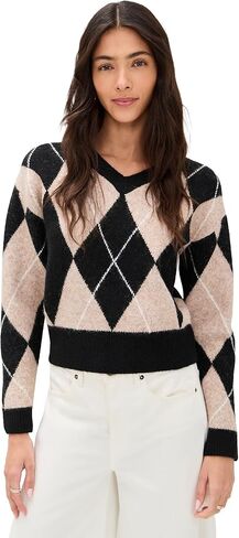 LE BOP Women's Rae Arglye V Neck Sweater in Kuwait