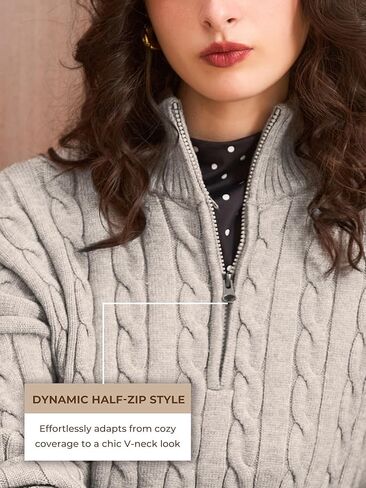 Women’s Long Sleeve Knit Sweater Loose Fit Quarter Zip Pullover Ribbed Cable Tops Casual Fall Winter Outfits in Saudi Arabia