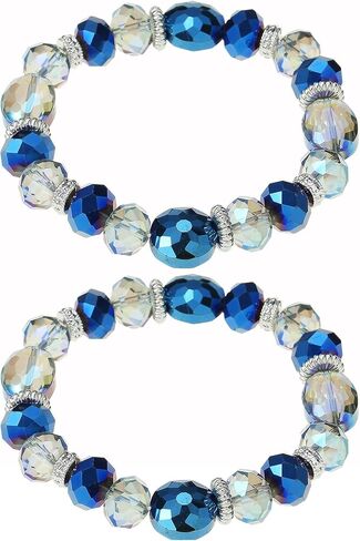 مجموعة أساور كبيرة ملونة متعددة المدرجات مطرزة بالكريستال والأحجار الزجاجية اللامعة والقابلة للتكديس للسيدات in Kuwait