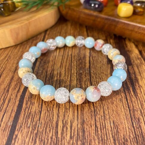 Beaded Stretch Bracelets for Women Ocean Jasper Druzy Quartz Bracelet for Good Fortune Jewelry Gift for Financial Growth in Saudi Arabia