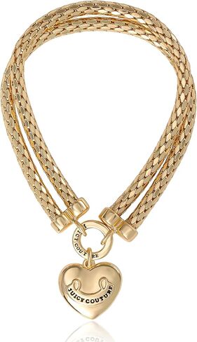 Juicy Couture Stretch Double Mesh Bracelet for Women with Puffy Heart, Gold-Tone Heart Bracelet, Mother's Day Gifts for Her in Saudi Arabia