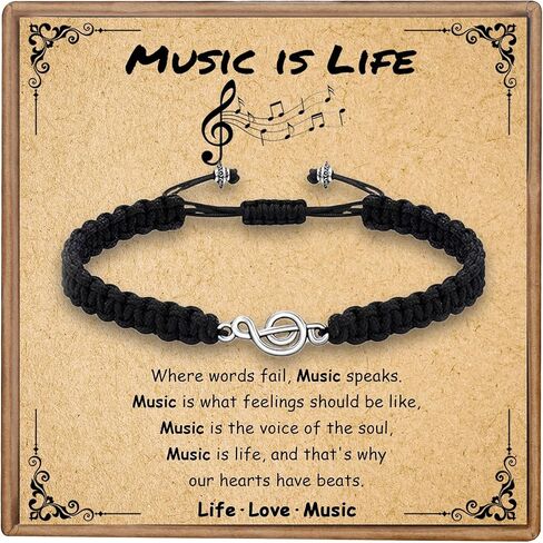 Music Gifts for Women and Men, Music Bracelet as Easter Basket Stuffers Teacher Gifts Black and White Appreciation Bracelets as Marching Band Jewelry for Choir Student Musical Lovers in Saudi Arabia
