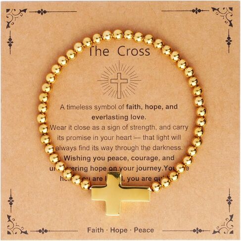 Gold Beaded Bracelets for Women 14K Real Gold Plated 4MM Gold Charm Bracelet Non Tarnish Bead Stretch Bracelets Gold Jewelry for Women Trendy Stocking Stuffers Christmas Gifts for Her in Saudi Arabia