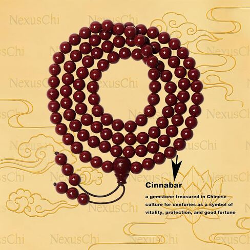 108 Cinnabar Beads Feng Shui Bracelet – Meditation Mala for Protection, Prosperity & Positive Chi – Handcrafted Red Energy Beads for Confidence, Courage & Spiritual Balance (6mm/8mm/10mm) in Saudi Arabia