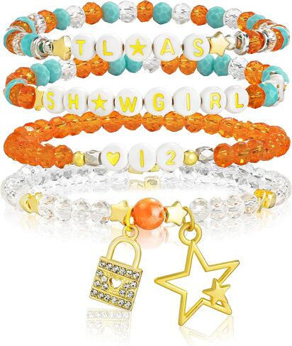 Orange Green Bracelets Set, Inspired Outfit Match Jewelry for Women, BFF Gifts for Fans Bithday Party Decor in Saudi Arabia