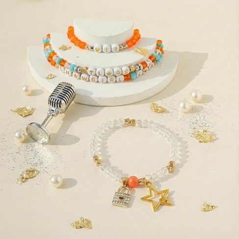 Orange Green Bracelets Set, Inspired Outfit Match Jewelry for Women, BFF Gifts for Fans Bithday Party Decor in Saudi Arabia