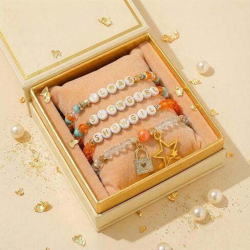 Orange Green Bracelets Set, Inspired Outfit Match Jewelry for Women, BFF Gifts for Fans Bithday Party Decor in Saudi Arabia