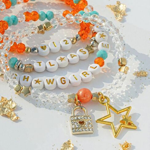 Orange Green Bracelets Set, Inspired Outfit Match Jewelry for Women, BFF Gifts for Fans Bithday Party Decor in Saudi Arabia