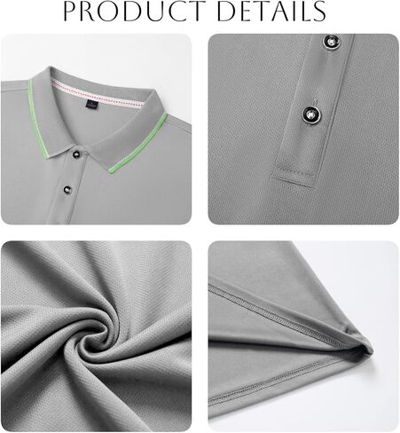 Men's Golf Polo Shirts for Men Short Dry Fit Mens Casual Shirts Short Sleeve for Outdoor Sports Athletic Polos POLO08 Grey in Saudi Arabia