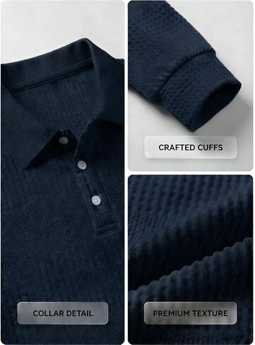 Men's Casual Polo Shirts Long Sleeve Solid Color Classic Button Top Golf Shirts in Saudi Arabia
