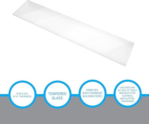 SSWBasics Tempered Glass Shelf - 10"W x 48"L x 3/16" - Set of 2 - Durable Glass Panels - Sleek Glass Shelves for Home, Kitchen, Bathroom, Retail, Thrift, and Boutique Use in Saudi Arabia