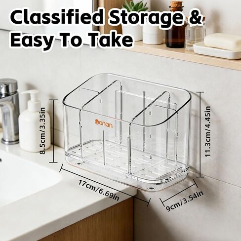 Toothbrush Holder for Bathrooms, 5 Slots Detachable Wall Mounted Electric Toothbrush Holder, Holds Skincare,Toothpaste & Razor for Bathroom Decor and Accessories Organizer in Kuwait