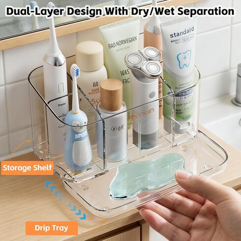 Toothbrush Holder for Bathrooms, 5 Slots Detachable Wall Mounted Electric Toothbrush Holder, Holds Skincare,Toothpaste & Razor for Bathroom Decor and Accessories Organizer in Kuwait