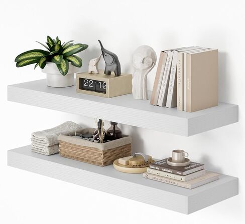 Heimlove 36 Inch Long Floating Shelf for Wall, 12" Deep White Floating Shelves Shelves for Bedroom Living Room Bedroom, Mounted Shelves for Storage Book Decor, Set of 2 in Kuwait