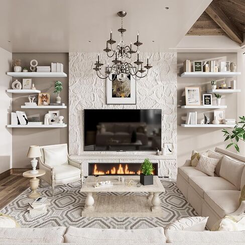 Heimlove 36 Inch Long Floating Shelf for Wall, 12" Deep White Floating Shelves Shelves for Bedroom Living Room Bedroom, Mounted Shelves for Storage Book Decor, Set of 2 in Kuwait