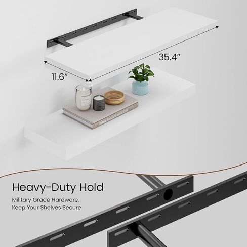 Heimlove 36 Inch Long Floating Shelf for Wall, 12" Deep White Floating Shelves Shelves for Bedroom Living Room Bedroom, Mounted Shelves for Storage Book Decor, Set of 2 in Kuwait