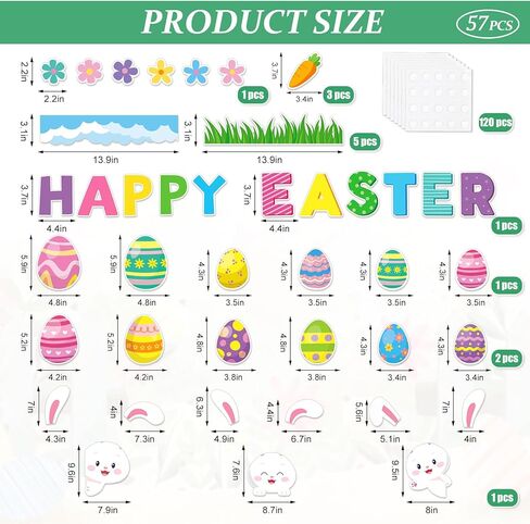 JarThenaAMCS Easter Bulletin Board Decorations Spring Bunny Rabbit Egg Flower Paper Cutouts Cloud Grass Border Trim for School Classroom Chalkboard Wall Decor Party Supplies in Saudi Arabia