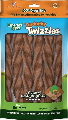 Emerald Pet - Dog Chews, Chew Treats, Rawhide Free, All-Natural Chew Sticks, Lasting Dog Treat, 100% Digestible, Grain-Free, Gluten-Free (Twizzies, Size 6), Pink, 00213 in Saudi Arabia