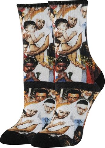 ooohyeah Women's Funny Norman Rockwell Socks, Novelty Cool Crazy Crew Socks Fun Gifts, The Saturday Evening Post in Saudi Arabia