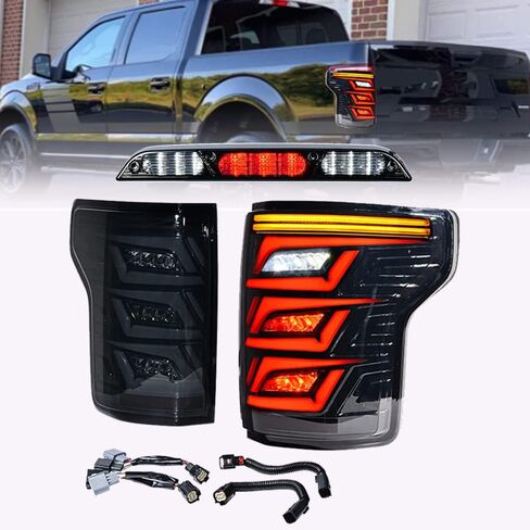 Compatible with 2015-2020 Ford F150 Left Right Sequential Turn Signal Driving Reverse Tail Light Assembly + High Mount Third Brake Lamp in Saudi Arabia