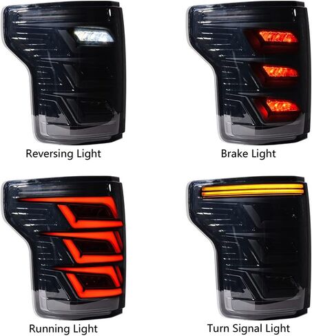 Compatible with 2015-2020 Ford F150 Left Right Sequential Turn Signal Driving Reverse Tail Light Assembly + High Mount Third Brake Lamp in Saudi Arabia