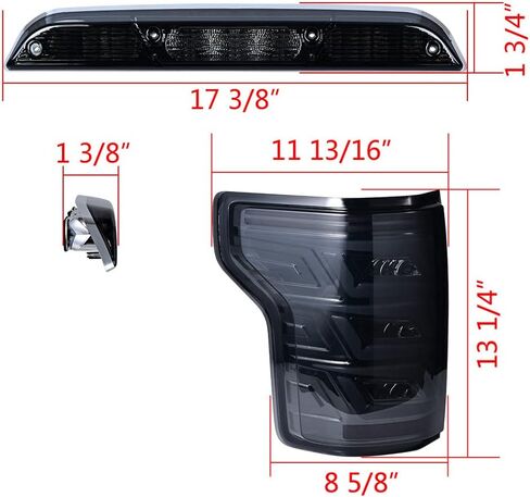 Compatible with 2015-2020 Ford F150 Left Right Sequential Turn Signal Driving Reverse Tail Light Assembly + High Mount Third Brake Lamp in Saudi Arabia