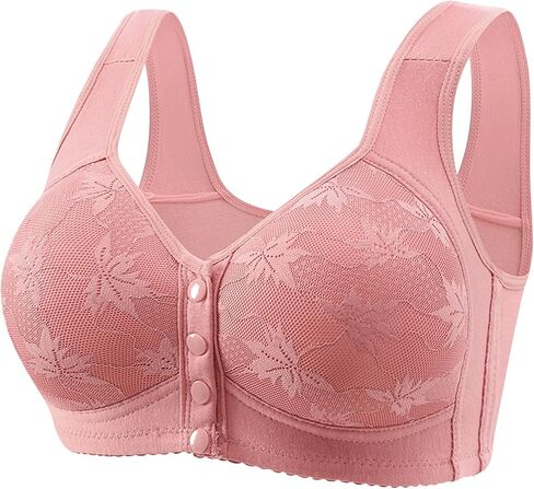 Daisy Bras for Older Women Front Closure No Underwire Comfortable Bra Breathable Push Up Full Coverage Bralette in Kuwait
