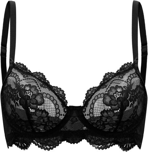 Sexy Sheer Underwire Push Up Lace Everyday Bra Lingerie in Kuwait