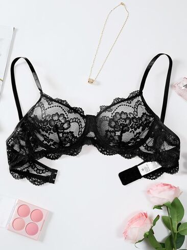 Sexy Sheer Underwire Push Up Lace Everyday Bra Lingerie in Saudi Arabia