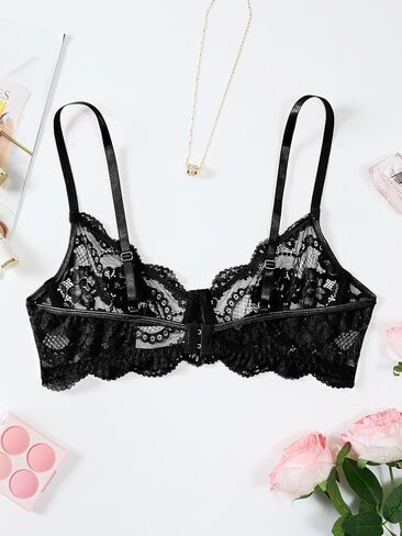 Sexy Sheer Underwire Push Up Lace Everyday Bra Lingerie in Saudi Arabia