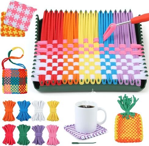 IQKidz Weaving Loom Kit Toys, DIY Arts and Crafts for Kids and Adults, Ideal Gifts for Girls Ages 5 6 7 8-12 13, Easy Potholder Loom Knitting Activity for Beginners, 224 Craft Loops in Saudi Arabia
