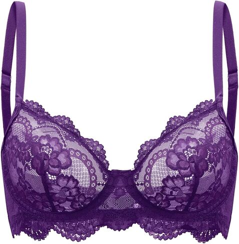 Sexy Sheer Underwire Push Up Lace Everyday Bra Lingerie in Saudi Arabia