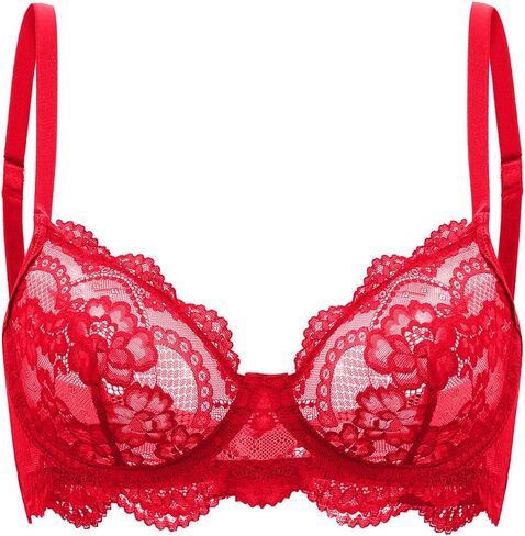 Sexy Sheer Underwire Push Up Lace Everyday Bra Lingerie in Saudi Arabia