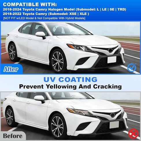 المصابيح الأمامية JFN متوافقة مع 2018 2019 2020 2021 2022 2023 2024 Toyota Camry L LE SE من الكروم، جانب الركاب (يمين) in Kuwait