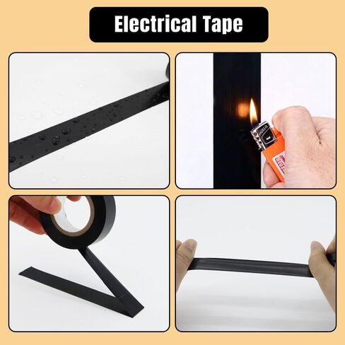 شريط كهربائي أسود 100، 3/4 بوصة × 66 قدم، شريط كهربائي من الفينيل مقاوم للماء، شريط عازل لدرجة الحرارة العالية لإصلاح الأسلاك المنزلية في الهواء الطلق، الحماية الكهربائية، الاستخدام الصناعي والسيارات in Kuwait