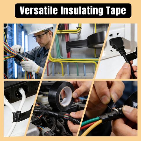 شريط كهربائي أسود 100، 3/4 بوصة × 66 قدم، شريط كهربائي من الفينيل مقاوم للماء، شريط عازل لدرجة الحرارة العالية لإصلاح الأسلاك المنزلية في الهواء الطلق، الحماية الكهربائية، الاستخدام الصناعي والسيارات in Kuwait