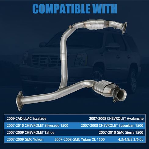 Catalytic Converter Compatible with 2007-2008 Avalanche, Suburban, Yukon XL 1500, 2007-2010 Sierra 1500, 4.3/4.8/5.3/6.0L, 645459, 50450, OPCG4052A, 776426, 776368, Manifold Catalytic Converter in Kuwait