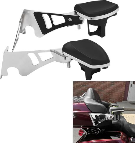 TCT-MOTORPARTS Adjustable Rear Passenger Arm Rests w/Drink Holder Fit For 1997-2013 Harley Touring Electra Street Glide Road King in Kuwait