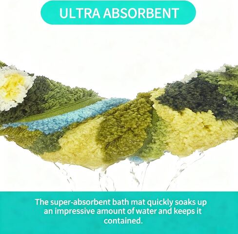 سجادة حمام موس ثلاثية الأبعاد - سميكة للغاية وناعمة، ماصة للماء، سجادة حمام غير قابلة للانزلاق لأرضية الدش، ديكور غرفة النوم | الطحلب الأخضر، البيضاوي (20 × 32 بوصة) in Kuwait