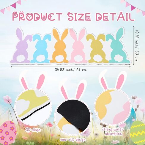 Frienda Easter Bathroom Rug Easter Bunny Egg Bath Rugs Doormat Colorful Cute Rabbit Rug Decorative Floor Mat for Bathroom Shower Living Room Bedroom Kitchen 35.83 x 12.99 Inches in Saudi Arabia