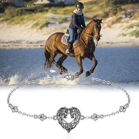 Horse Bracelet Celtic Horse Bracelets for Women Sterling silver Celtic Knot Triquetra Equestrian Jewelry Horses Lover Gifts in Kuwait