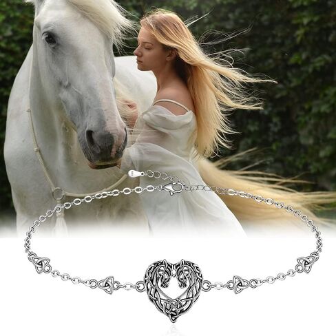 Horse Bracelet Celtic Horse Bracelets for Women Sterling silver Celtic Knot Triquetra Equestrian Jewelry Horses Lover Gifts in Kuwait