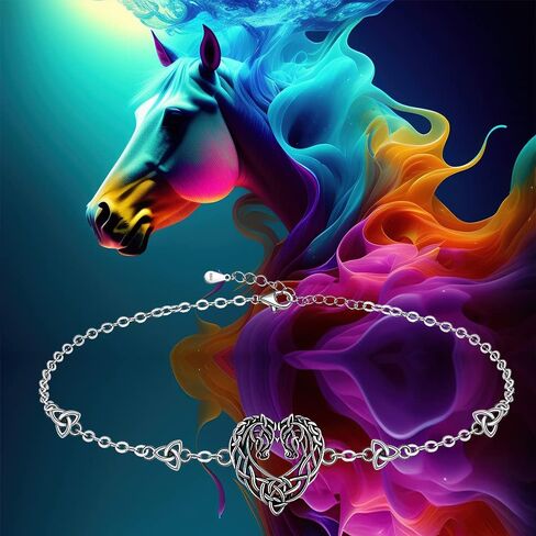 Horse Bracelet Celtic Horse Bracelets for Women Sterling silver Celtic Knot Triquetra Equestrian Jewelry Horses Lover Gifts in Kuwait