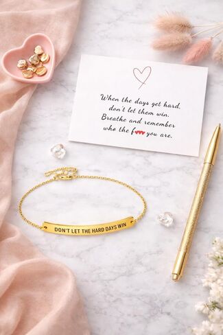 VIY Personal Card Dont let the hard days win bracelet, Cancer care gifts for women, Motivational bracelets, Inspirational gift for women friends, Breast cancer gifts for woman in Kuwait
