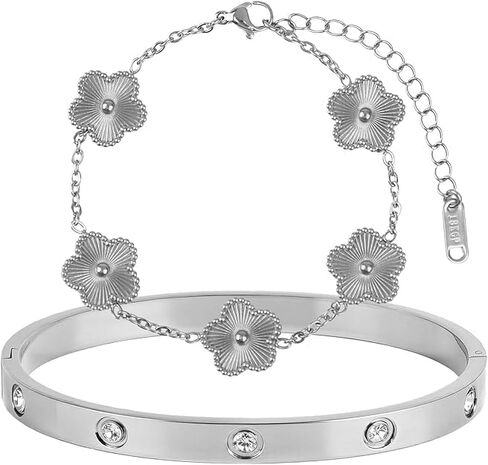 2Pcs Clover Bracelet Set, Love Bracelet, Clover Bracelets in Kuwait